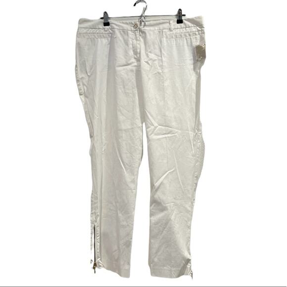 NWT MICHAEL MICHAEL KORS SIZE 16 White Pants Side Ankle Zip Coastal Grandma - Picture 1 of 6